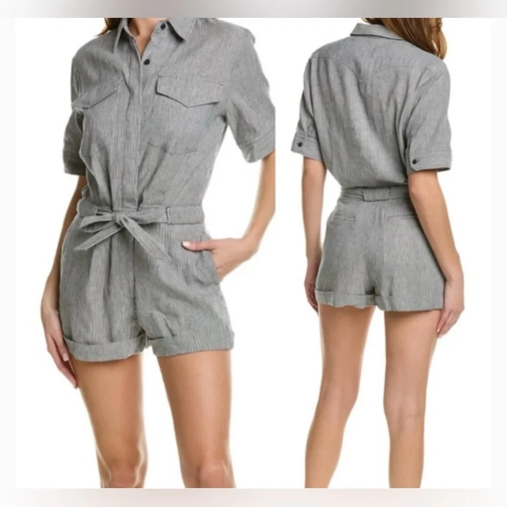 rag & bone Light Gray Belted Romper